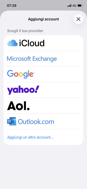 Seleziona Microsoft Exchange