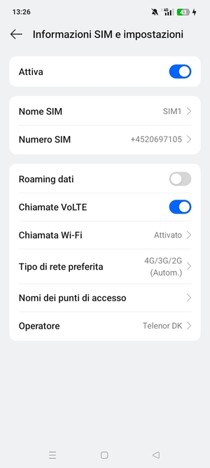 Seleziona Tipo di rete preferita