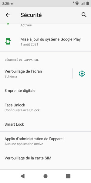Sélectionnez Verrouillage de la carte SIM