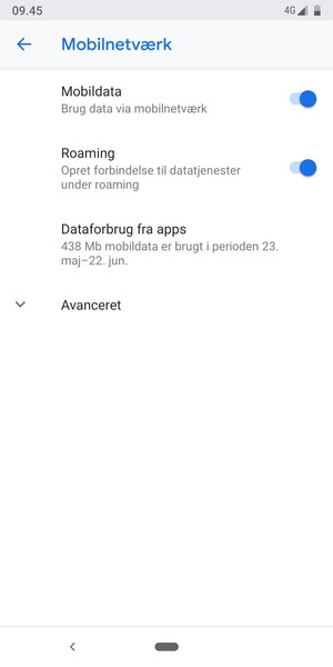 Slå Roaming til eller fra