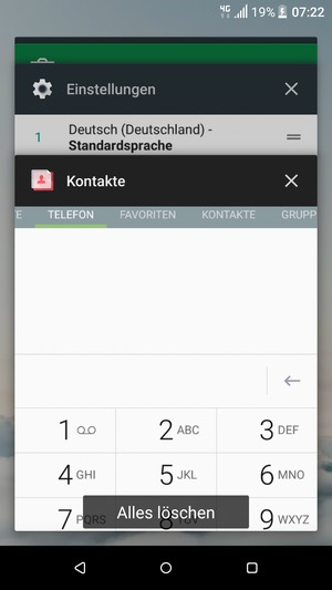 Wählen Sie Alles löschen, um alle laufende Apps zu schließen