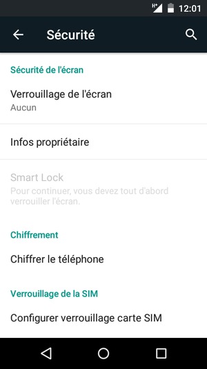Sélectionnez Verrouillage de l'écran