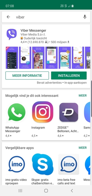 Selecteer de app