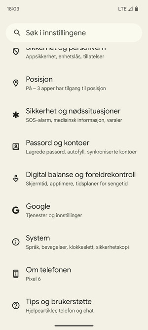 Bla til og velg System
