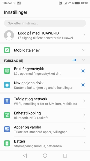 Velg Trådløst og nettverk