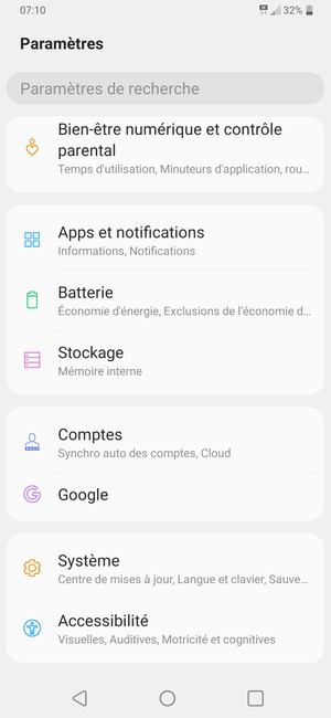 Faites défiler et sélectionnez Système
