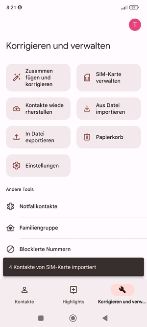 Ihre Kontakte werden in Ihrem Google Konto gespeichert und auf Ihrem Handy gespeichert, wenn Google das nächste Mal synchronisiert wird.
