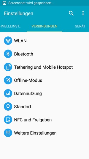 Wählen Sie VERBINDUNGEN und Weitere Einstellungen