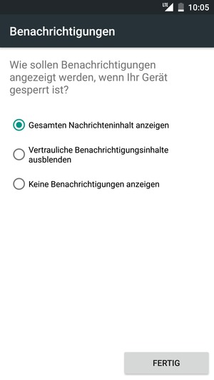 Wählen Sie die gewünschte Option und wählen Sie FERTIG