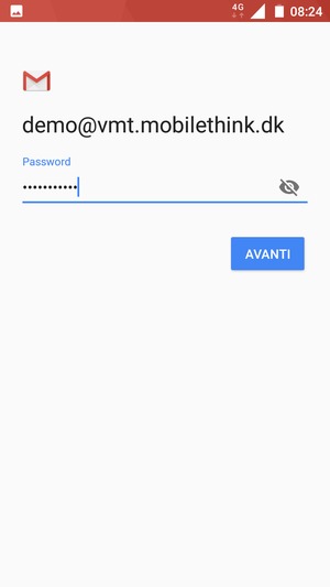 Inserisci la tua password e seleziona AVANTI