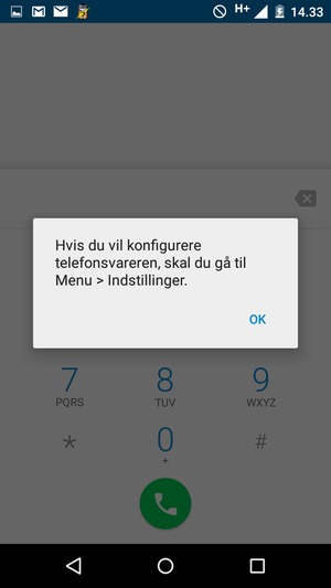 Hvis din telefonsvarer ikke er sat op, vælg OK
