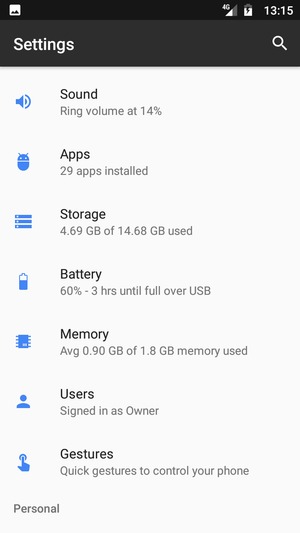 Scroll to and select Battery