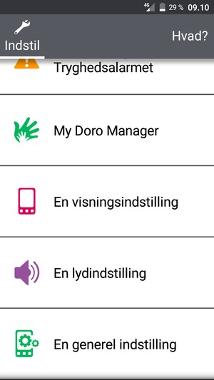 Scroll til og vælg En generel indstilling