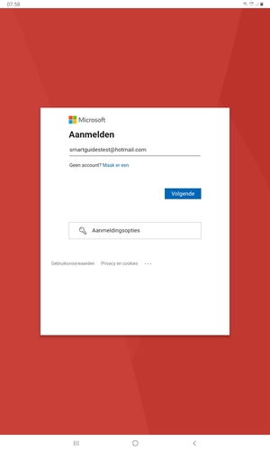 Voer uw Hotmail adres in en selecteer Volgende