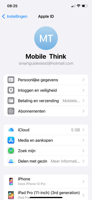 Selecteer iCloud