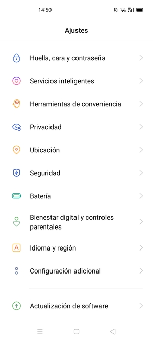 Para activar su bloqueo de pantalla, vaya al menú Ajustes y seleccione Huella, cara y contraseña