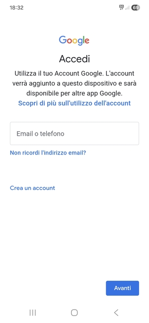 Inserisci il tuo indirizzo Gmail e seleziona Avanti