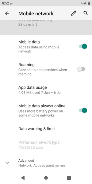 Scroll to and select Advanced
