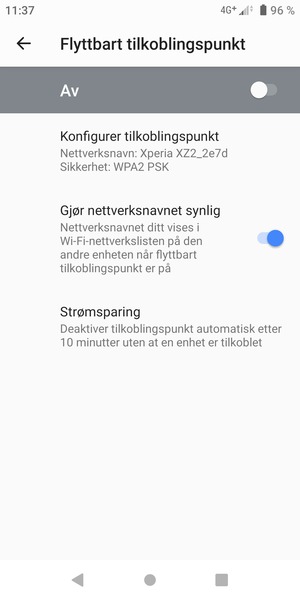 Velg Konfigurer tilkoblingspunkt