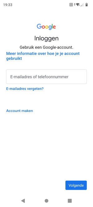 Voer uw Gmail adres in en selecteer Volgende