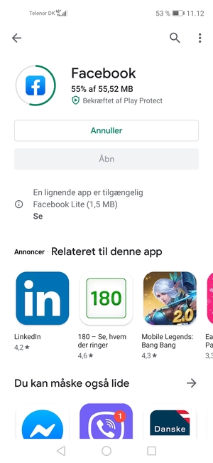 Afvent at installeringen er afsluttet