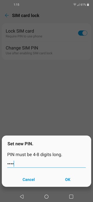 Enter your New SIM PIN and select OK