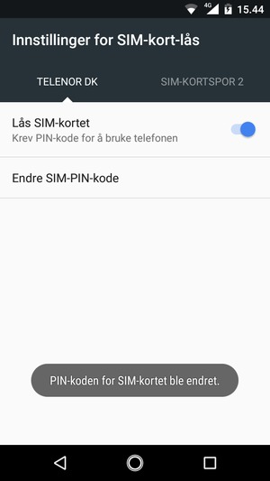 Din PIN-kode er endret