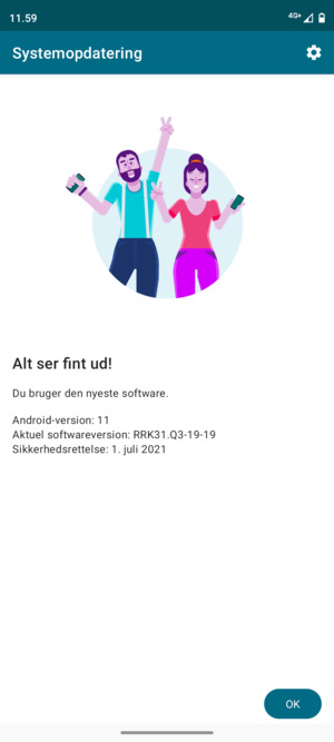 Hvis din telefon er opdateret, vælg OK