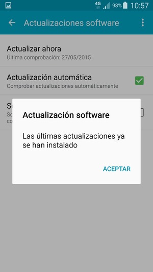 Si su teléfono está actualizado, seleccione ACEPTAR