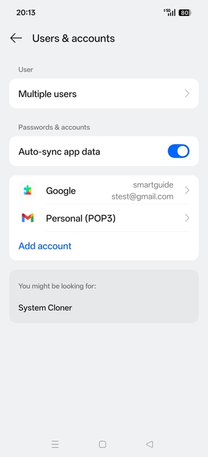 Select your Google account