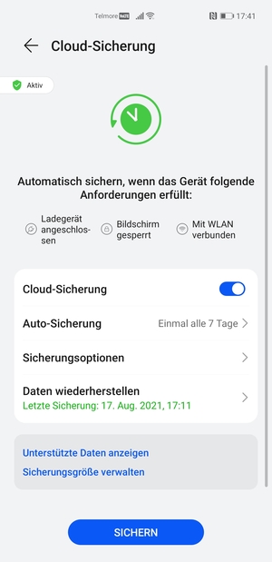 Wählen Sie SICHERN