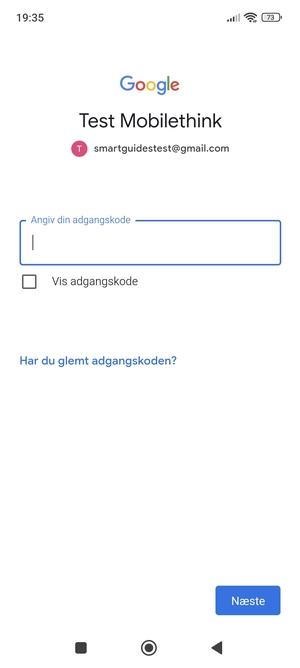 Indtast din Gmail adgangskode og vælg Næste