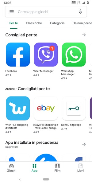 Seleziona la barra di ricerca