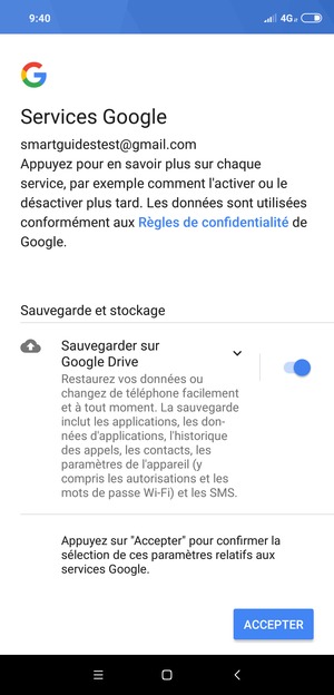 Sélectionnez ACCEPTER
