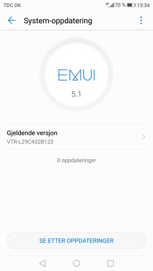 Hvis telefonen din er oppdatert, vil du se følgende skjermbilde
