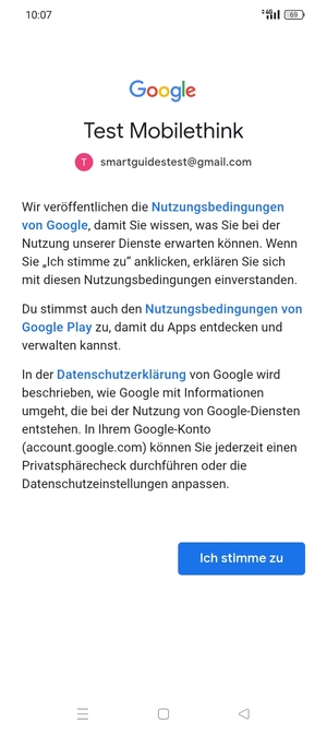 Wählen Sie Ich stimme zu