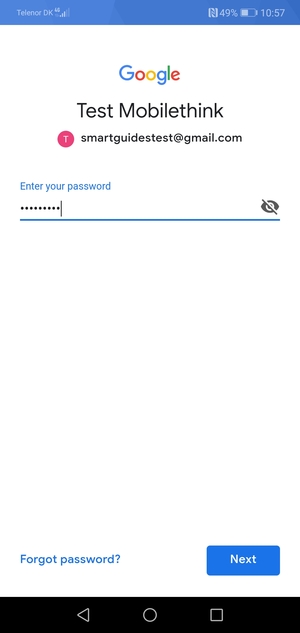 Enter your Gmail password and select Next