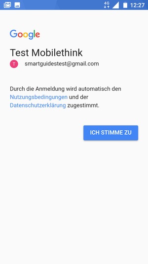 Wählen Sie ICH STIMME ZU