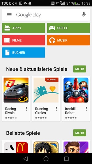 Wählen Sie die Suchleiste