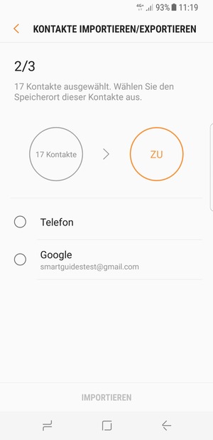 Wählen Sie Google
