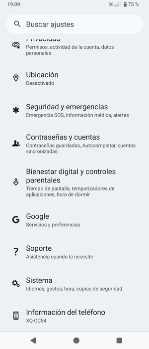 Desplácese y seleccione Sistema