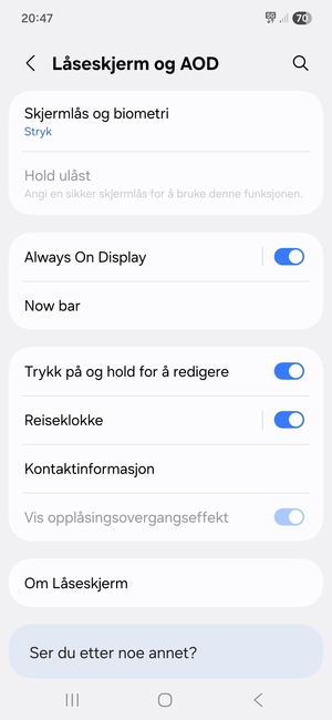 Velg Skjermlås og biometri