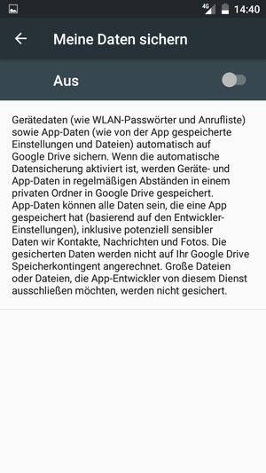 Schalten Sie Meine Daten sichern ein
