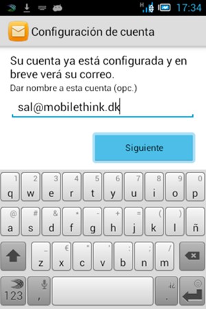 Déle a su cuenta un nombre y seleccione Siguiente