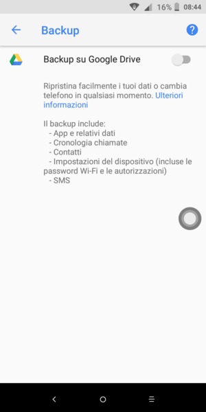 Attiva Backup su Google Drive