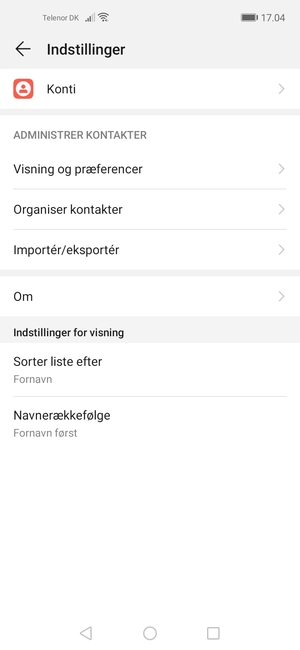 Vælg Importér/eksportér