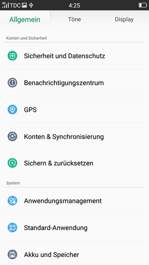Scrollen Sie und wählen Sie Sicherheit und Datenschutz