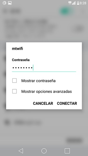 Introduzca la contraseña de Wi-Fi y seleccione CONECTAR