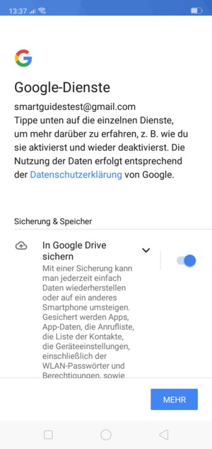 Wählen Sie MEHR
