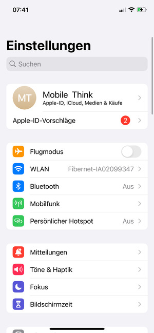 Wählen Sie Apple-ID, iCloud, Medien & Käufe